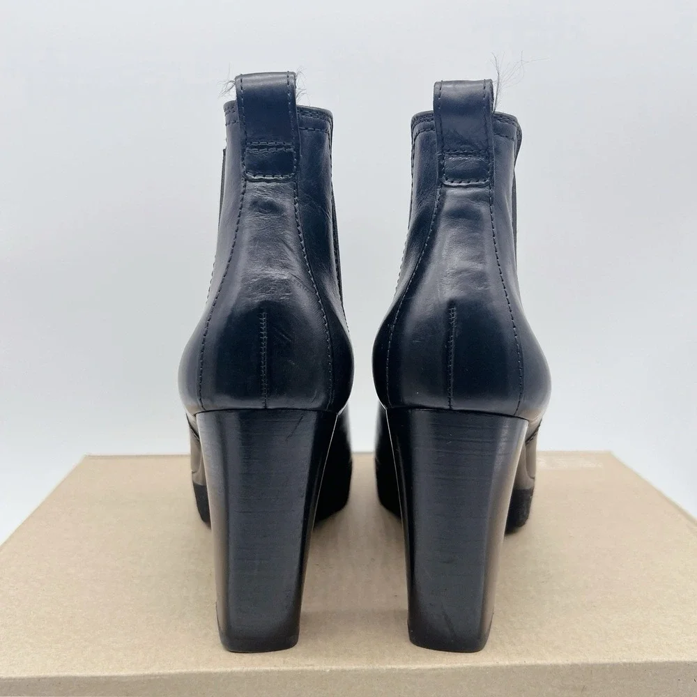 Paul Green Dallas Chelsea Bootie Boots Platform Heel Black Leather UK 5.5 US 8